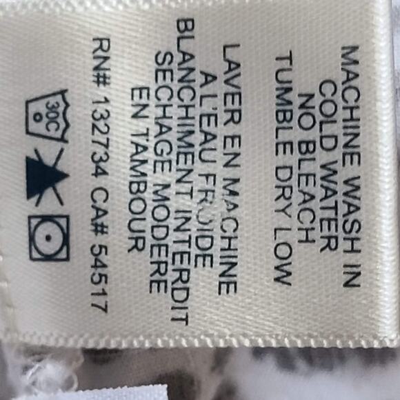 CLOTH & STONE Black White Graphic Print Tie Neck Blouse Top Women's Medium - Picture 10 of 11